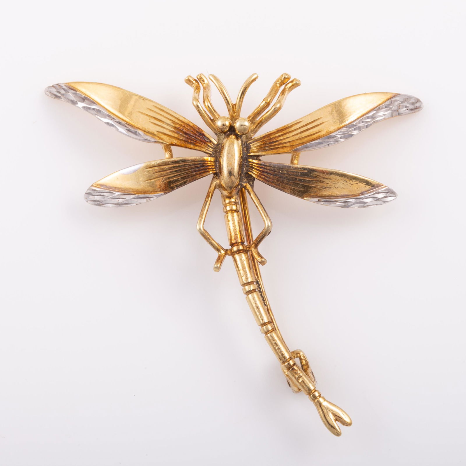 14K WHITE & YELLOW GOLD DRAGONFLY PIN / SLIDE (1 of 3)