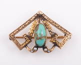 10K YELLOW GOLD & TURQUOISE WATCH PIN