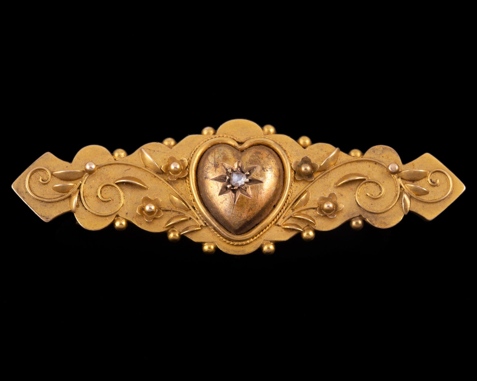 ANTIQUE 15 K GOLD BAR PIN or BABY PIN with DIAMOND (1 of 5)