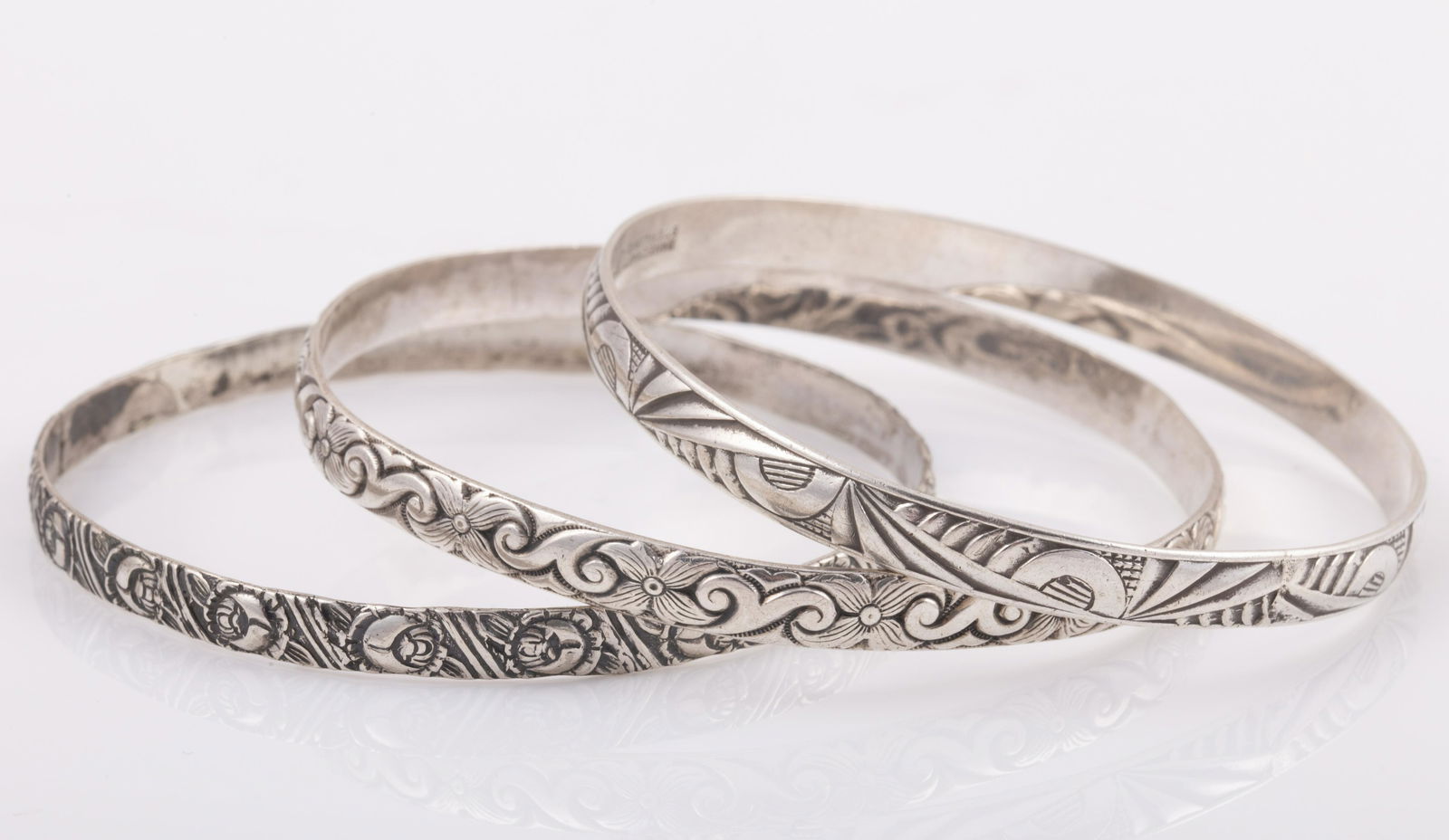 (3) PATTERNED STERLING BANGLES - DANECRAFT, JEWELART (1 of 4)