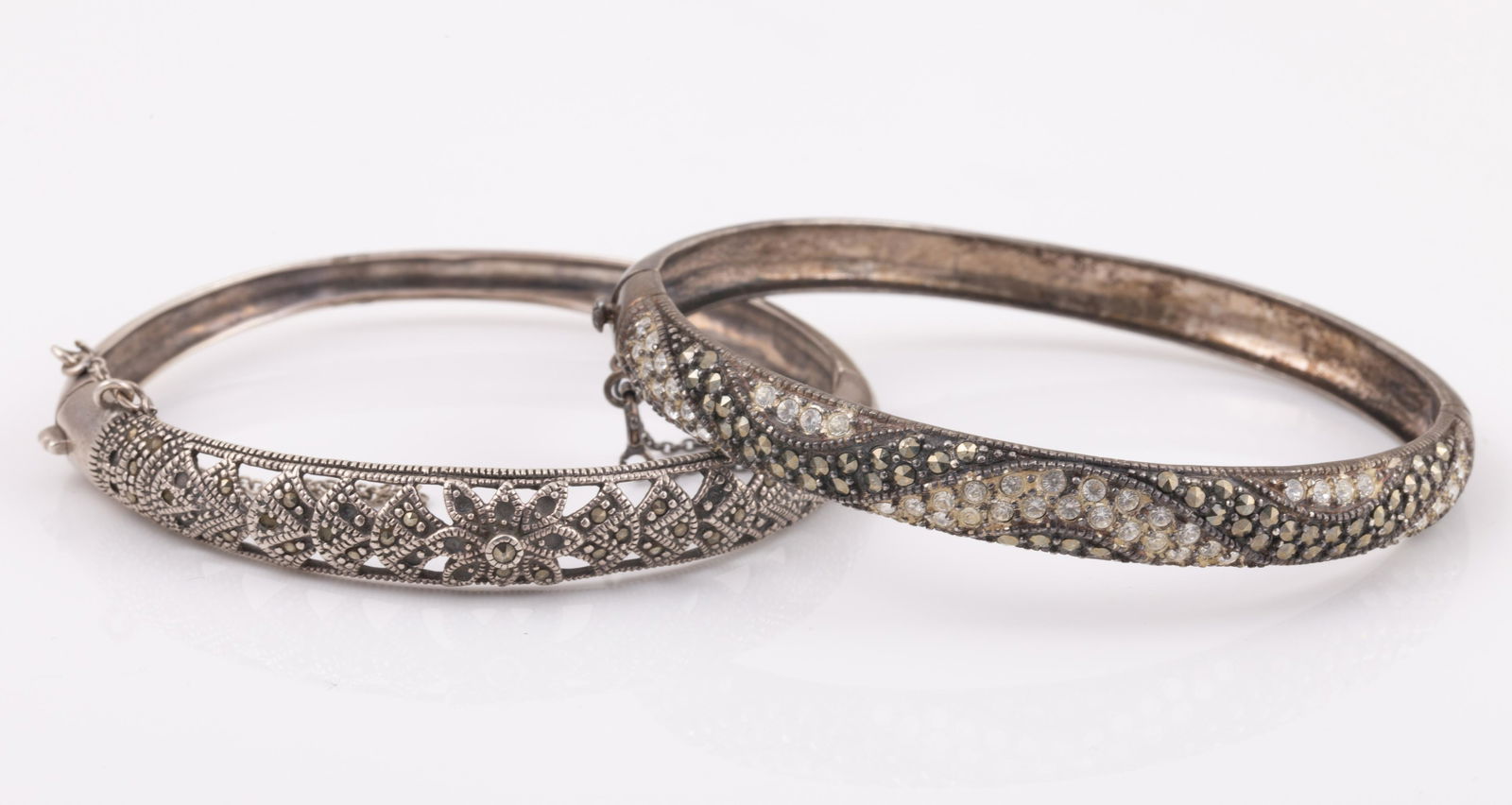 (2) STERLING MARCASITE BANGLES (1 of 5)