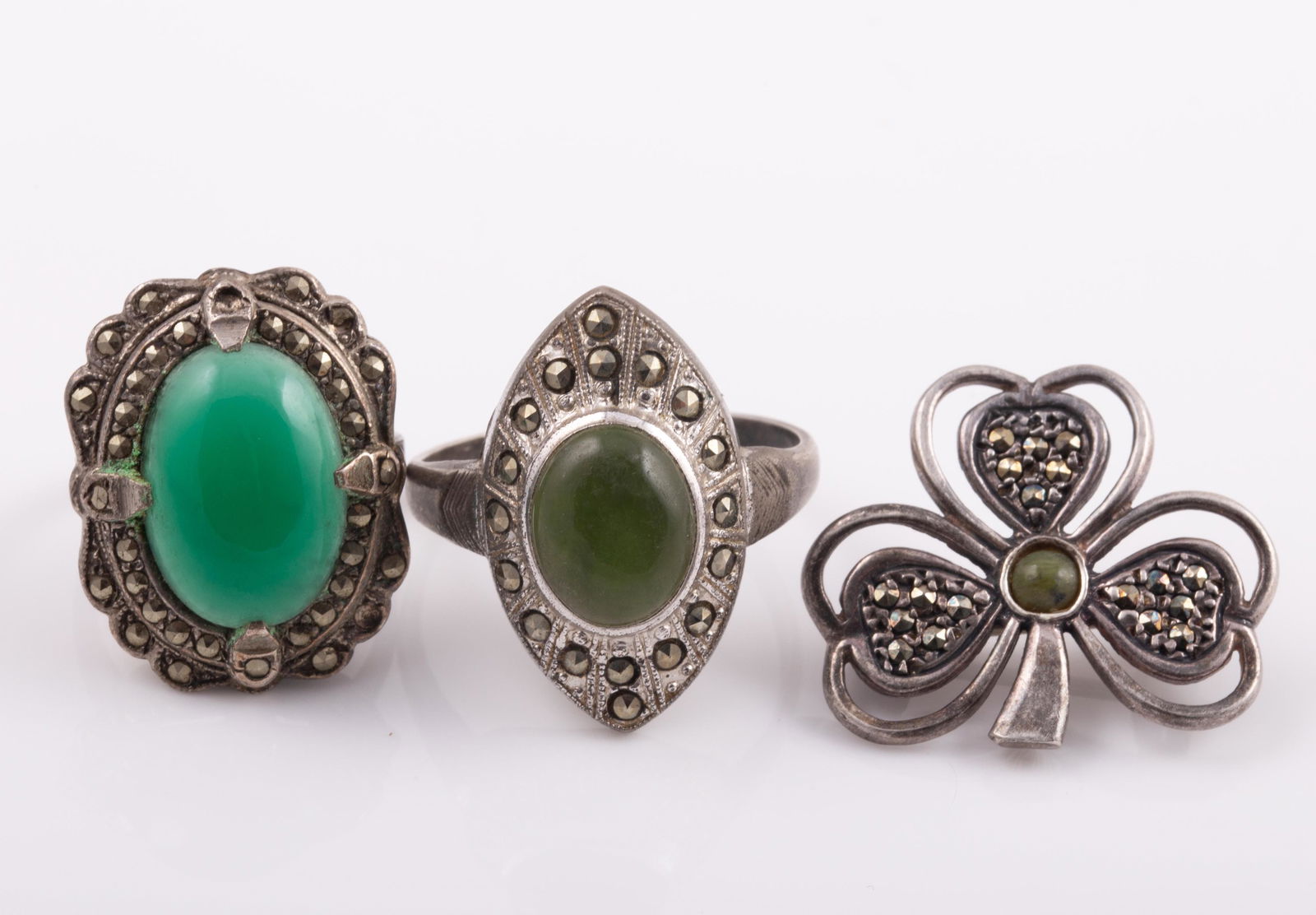 (3) PCS. STERLING / SILVER & MARCASITE JEWELRY (1 of 5)