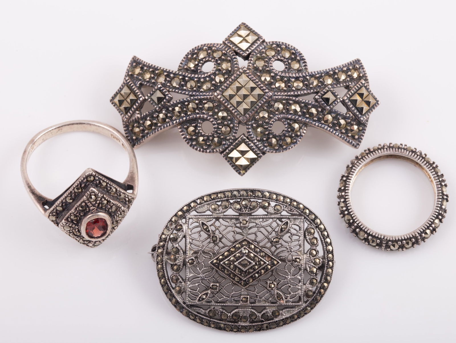 (4) PCS. ART DECO STERLING / MARCASITE JEWELRY (1 of 9)