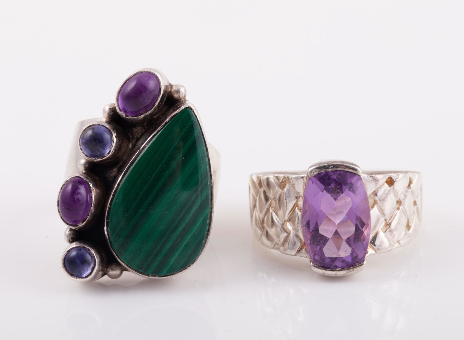 (2) STERLING RINGS, SANDOVAL, ETC. WITH PURPLE STONES (1 of 6)