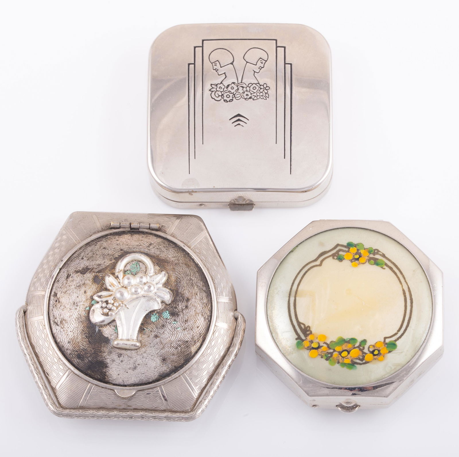 (3) ART DECO COMPACTS (1 of 10)