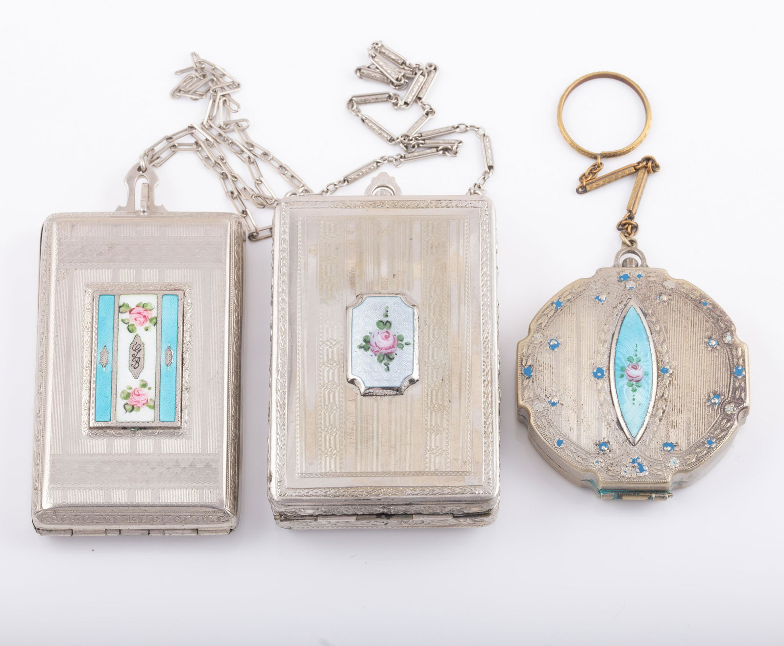 (3) VINTAGE ENAMELED COMPACTS (1 of 5)