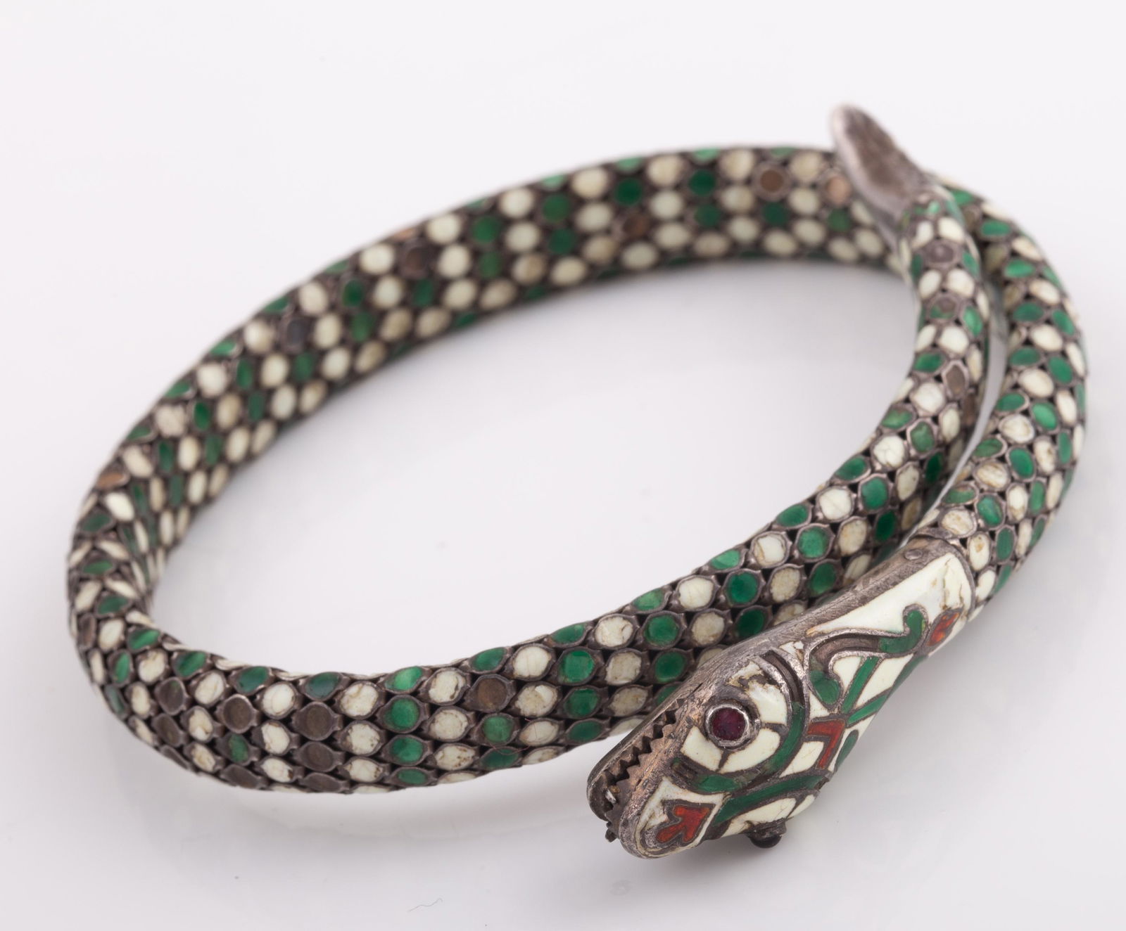 SILVER ENAMEL WRAP SNAKE BRACELET (1 of 6)
