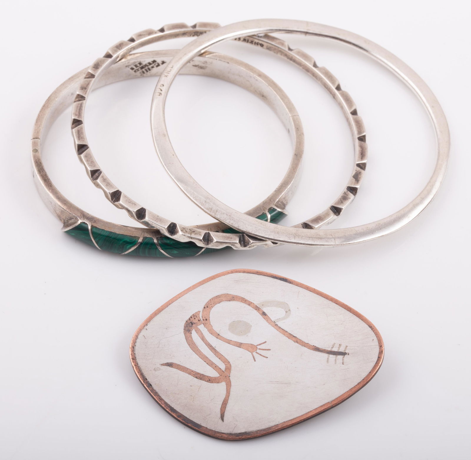 MEXICO STERLING BRACELETS, PIN (1 of 7)