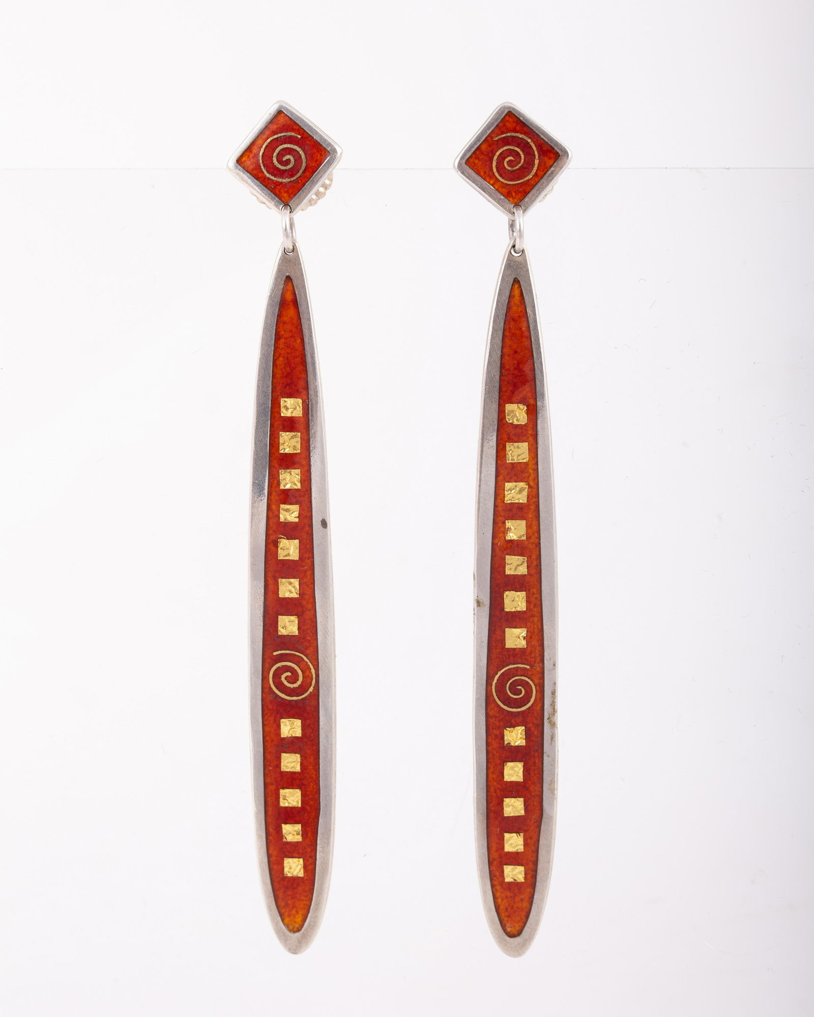 MODERNIST STERLING & ENAMEL EARRINGS (1 of 3)