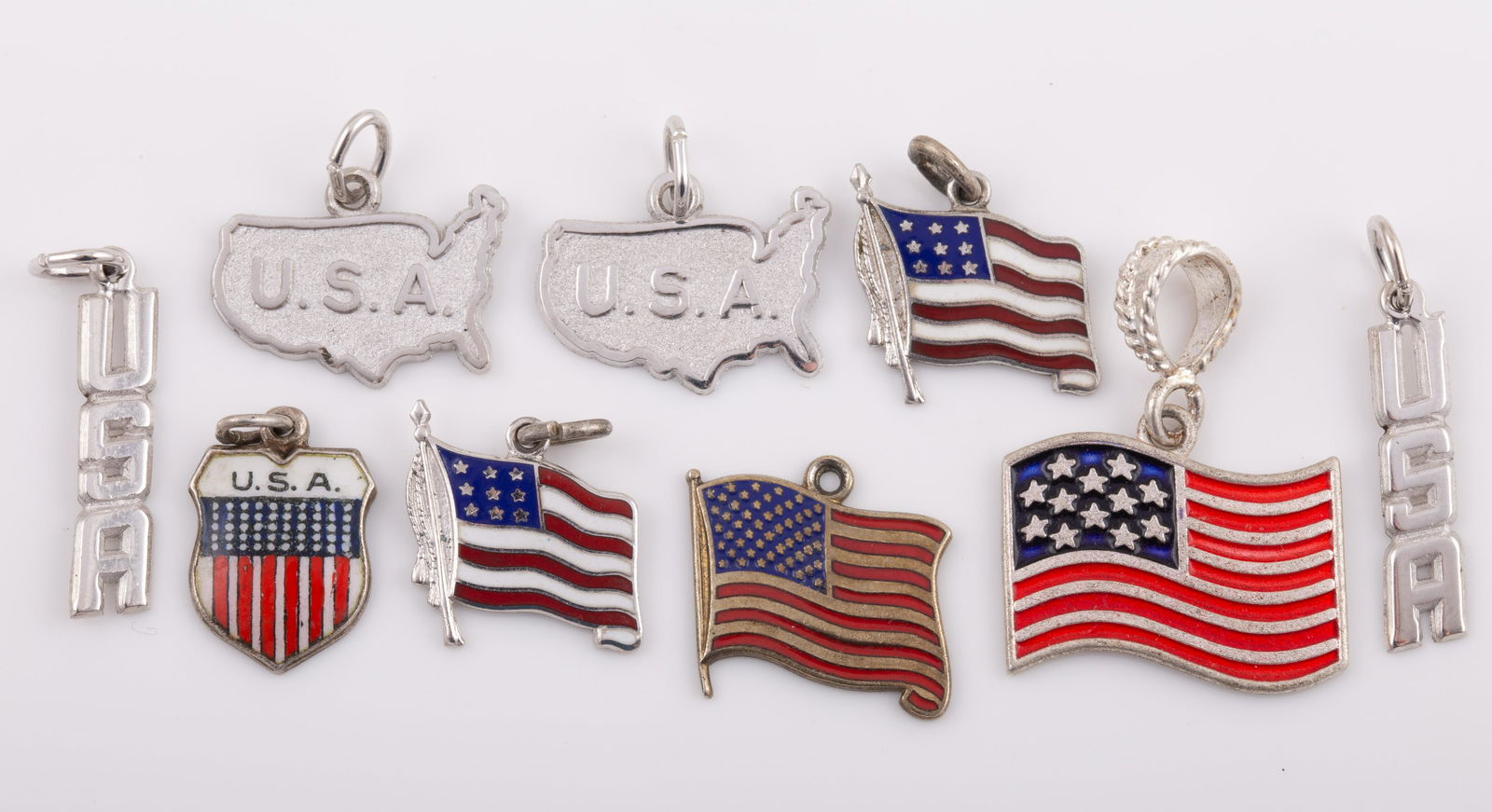 (9) FLAG + USA STERLING  CHARMS (1 of 5)