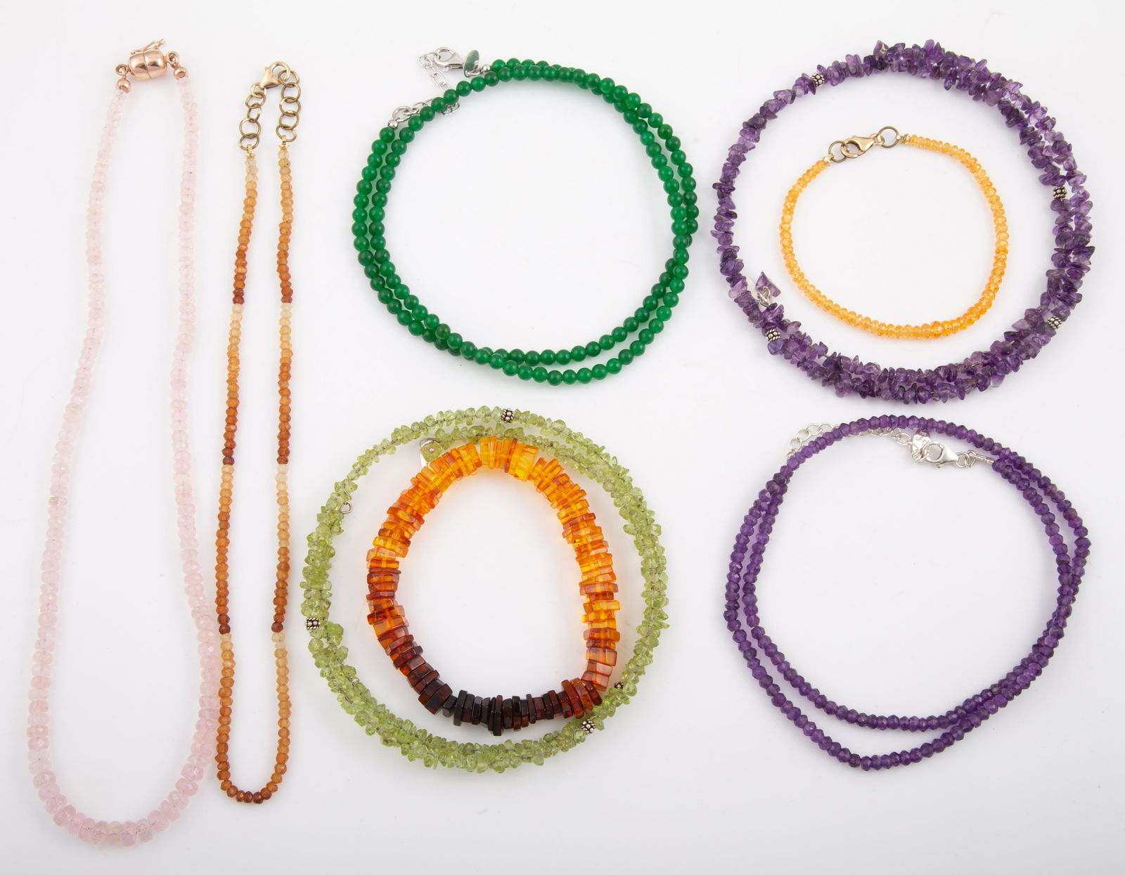 (8) PCS. COLORED BEADED JEWELRY - STONES, ETC. (1 of 4)
