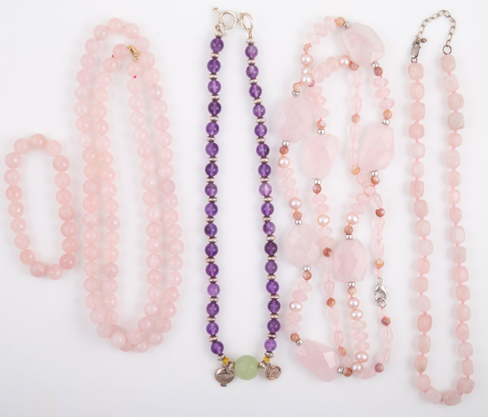 (5) PCS. ROSE QUARTZ PINK & PURPLE STONE JEWELRY (1 of 6)
