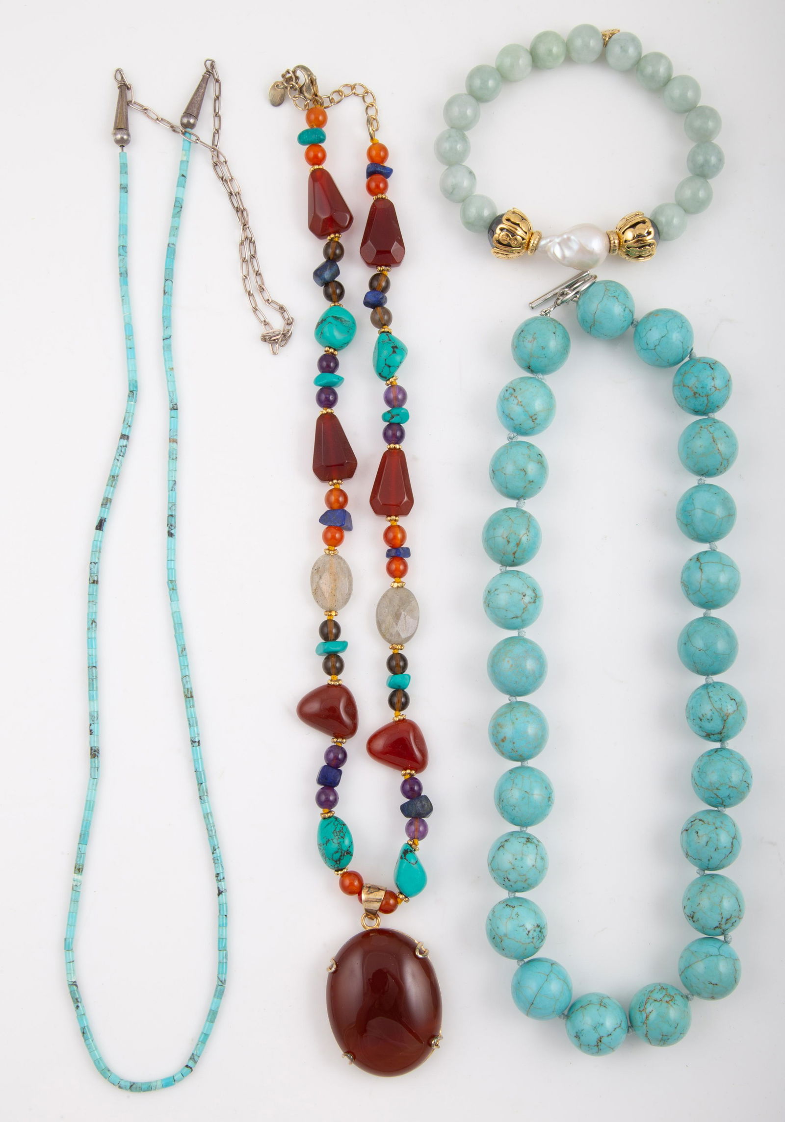 (4) PCS. TURQUOISE & SIMILAR COLORED STONE BEAD JEWELRY (1 of 5)