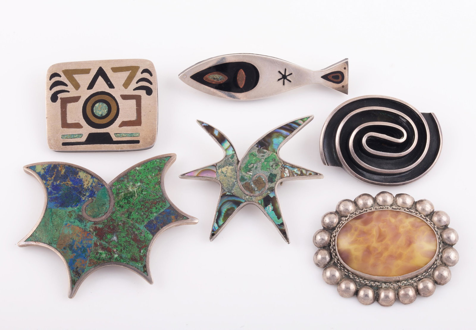 MEXICAN STERLING MID CENTURY PINS (1 of 8)