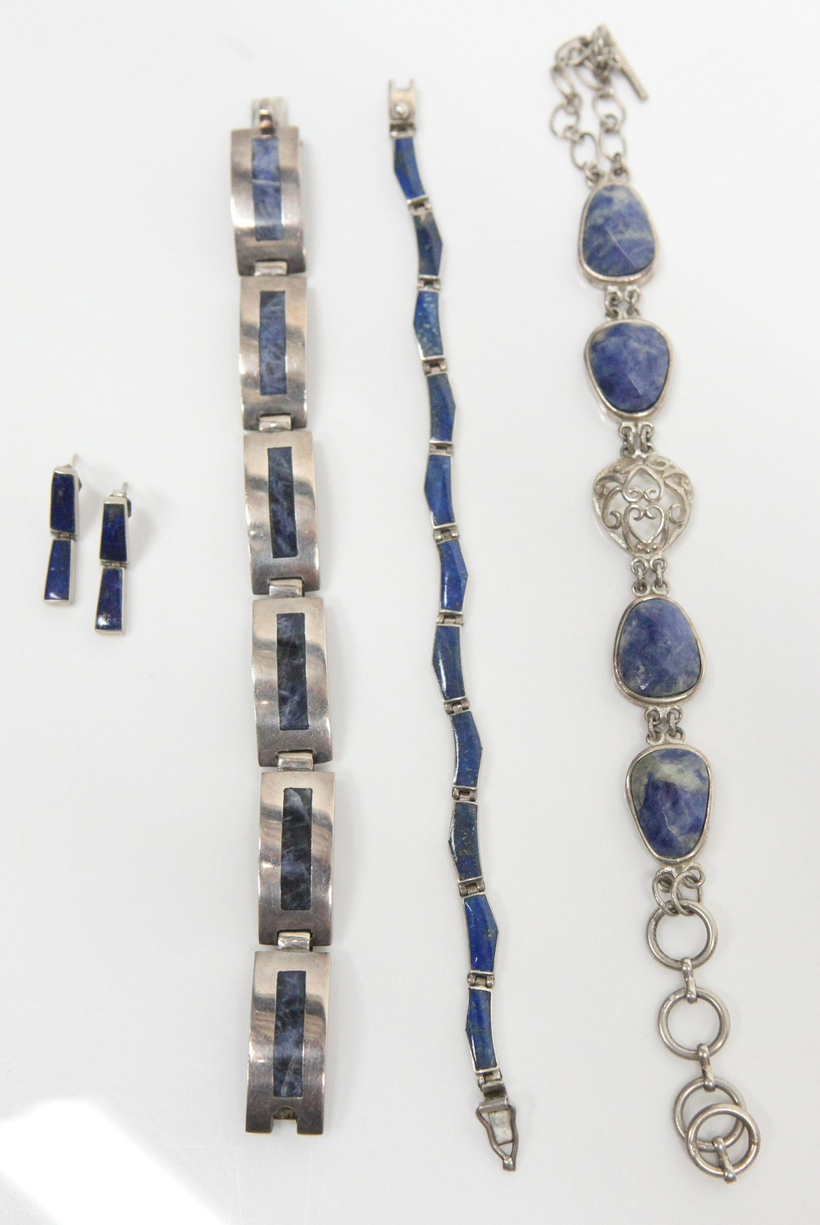 (3) STERLING BRACELETS with BLUE STONES (1 of 10)