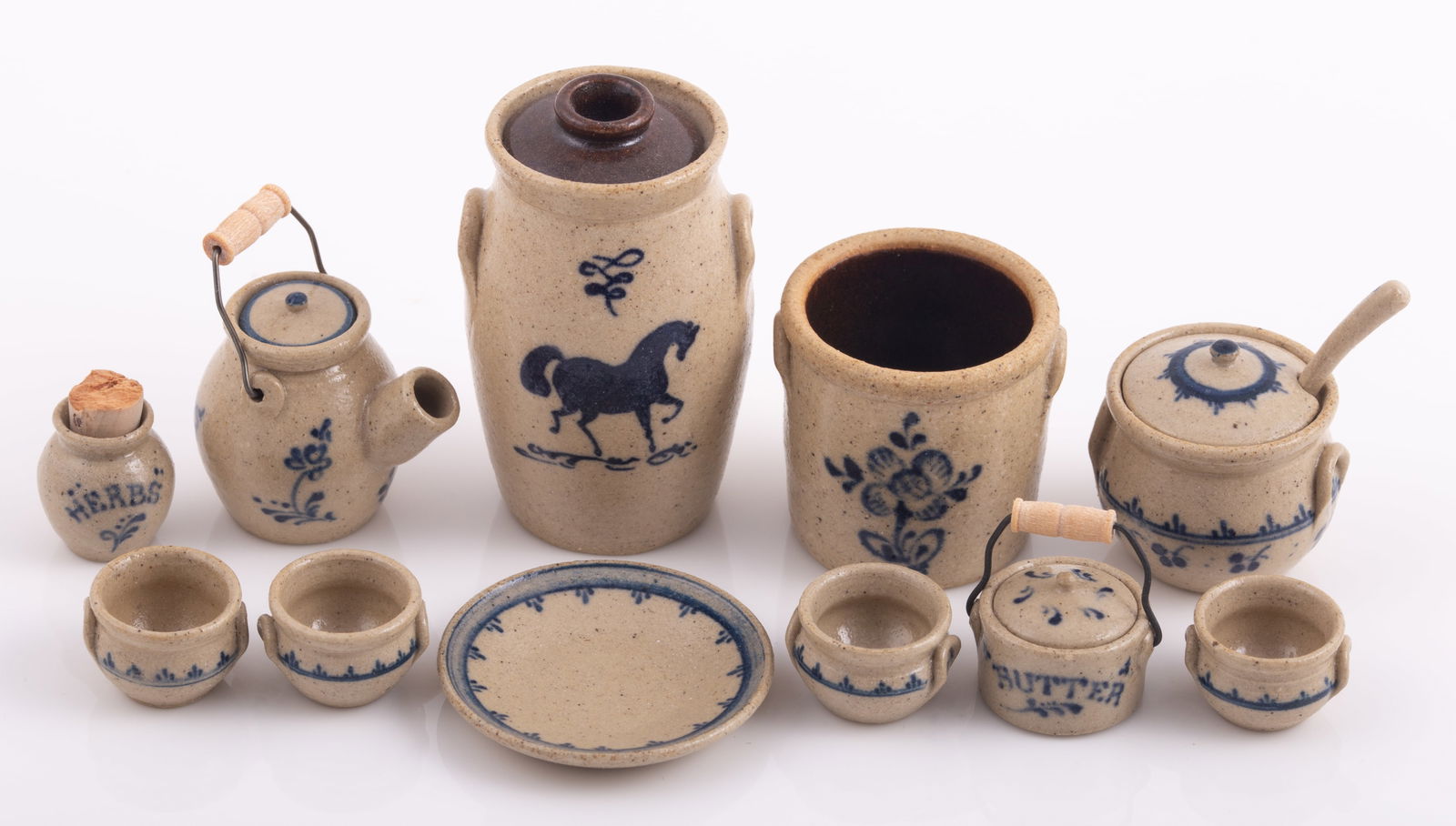 (12) GRABER STONEWARE DOLLHOUSE MINIATURES - ARTIST SIGNED ON BOTTOM (1 of 6)