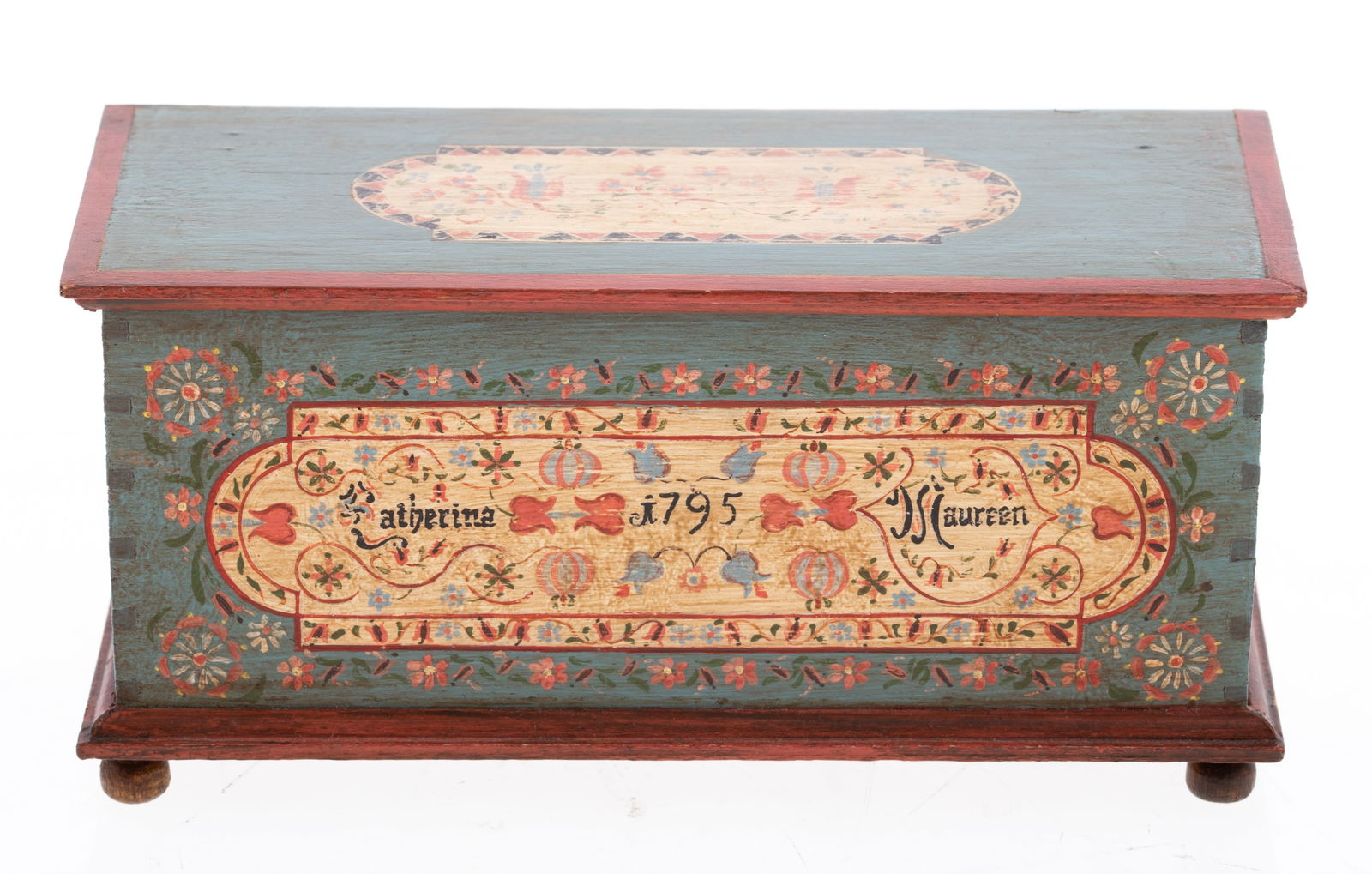 HILLHOUSE PAINTED BLANKET CHEST DOLLHOUSE MINIATURE, ARTIST SIGNED LMT. ED. NO.3 -  1979 (1 of 5)
