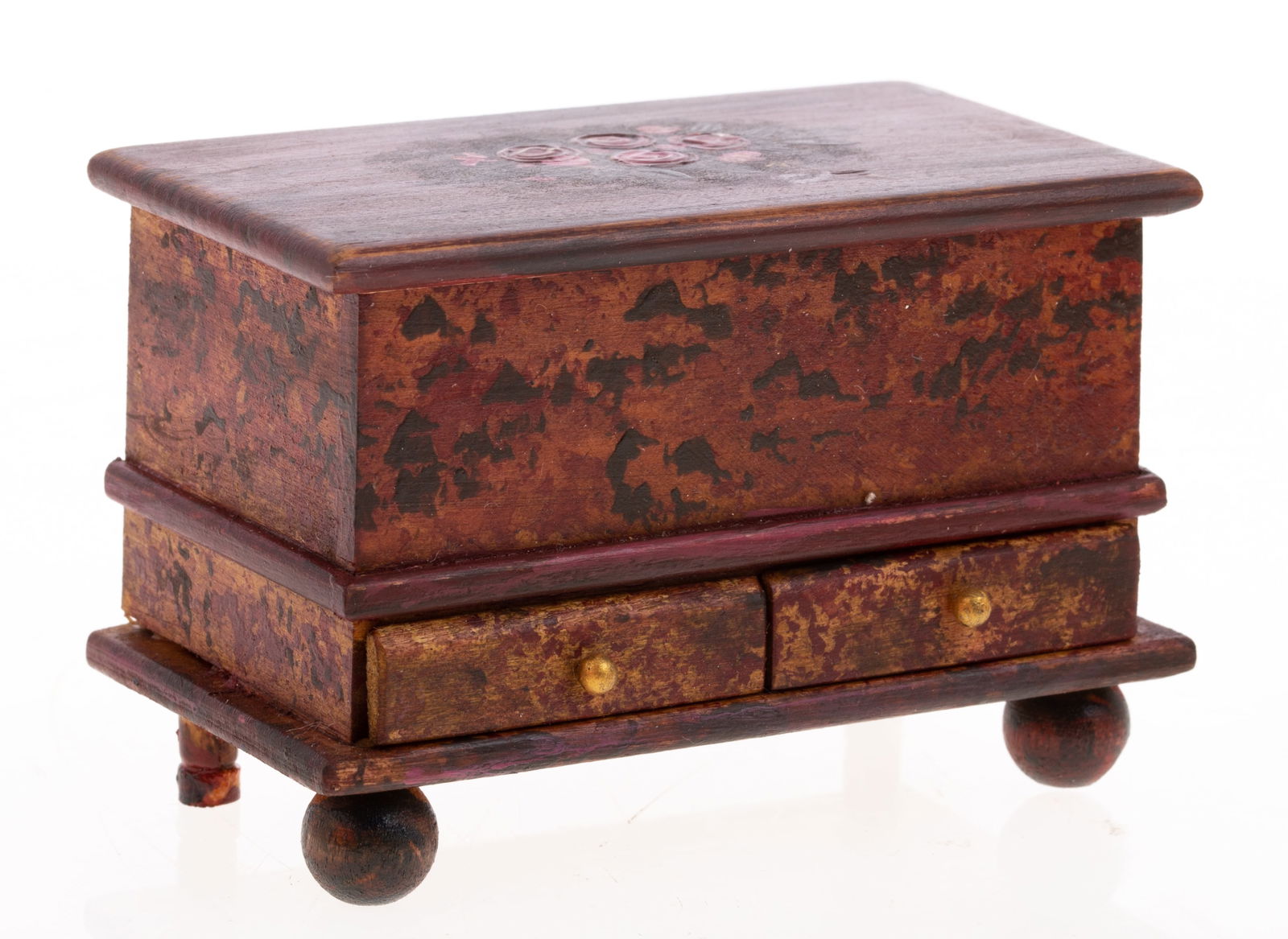 PALMER DAUGHERTY PAINTED BLANKET CHEST DOLLHOUSE MINIATURE  SIGNED (1 of 5)