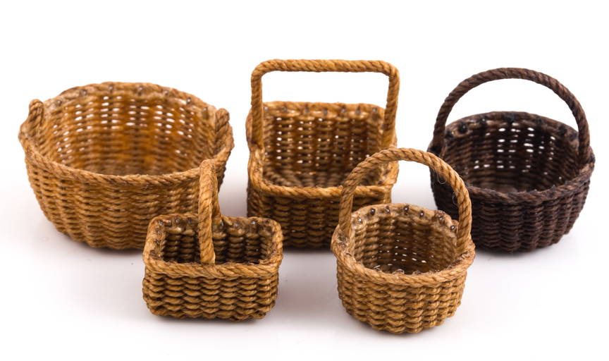 (5) Bartlett Basket Original Dollhouse Miniature Baskets