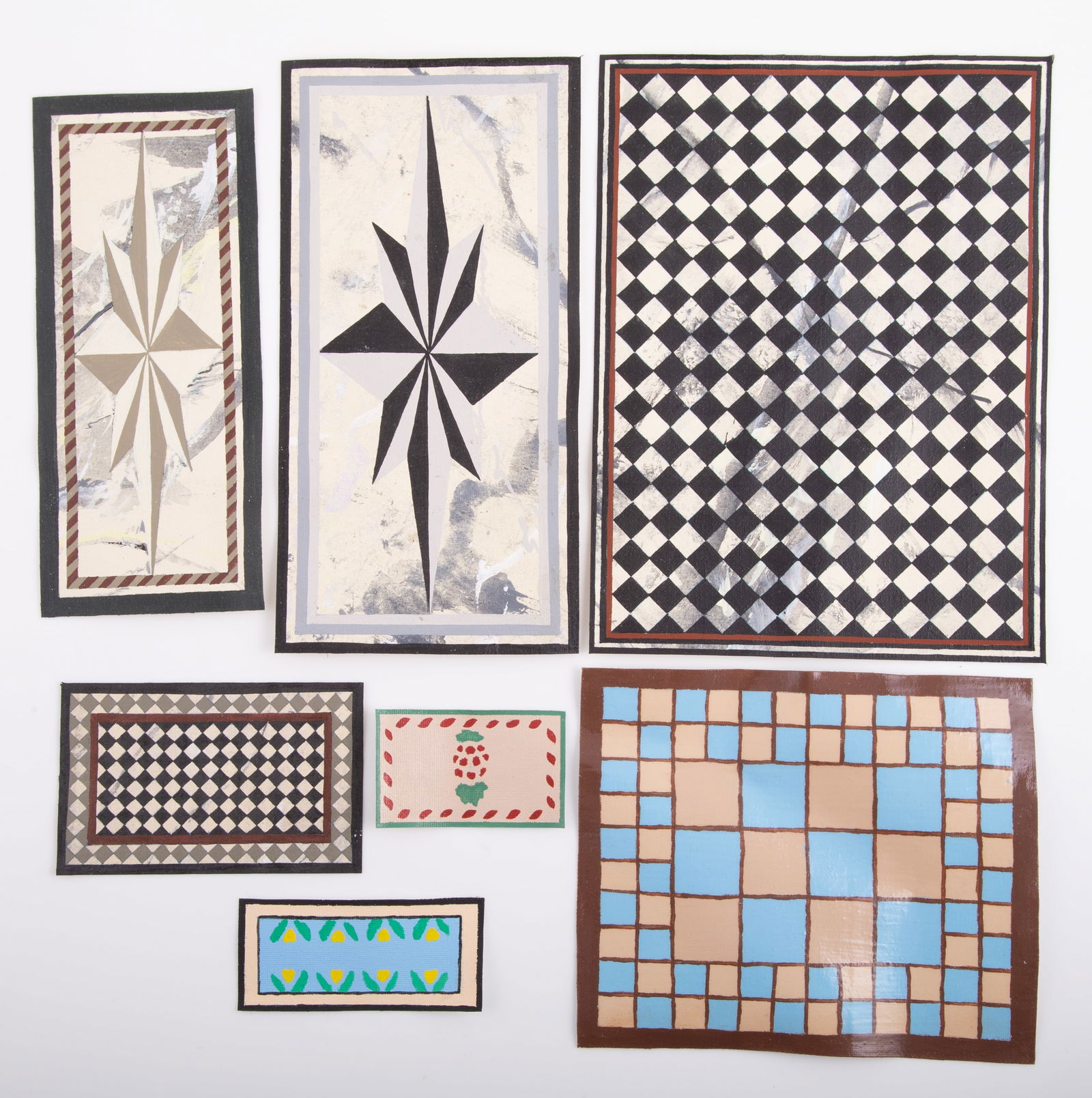 (7) HAND PAINTED FLOORMAT DOLLHOUSE MINIATURES (1 of 7)