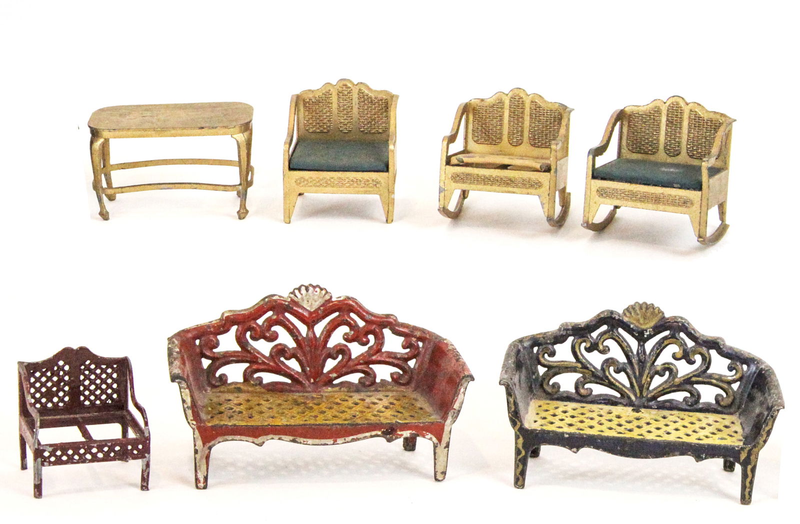 (6) PCS. CAST METAL PARLOR DOLLHOUSE FURNITURE (1 of 13)