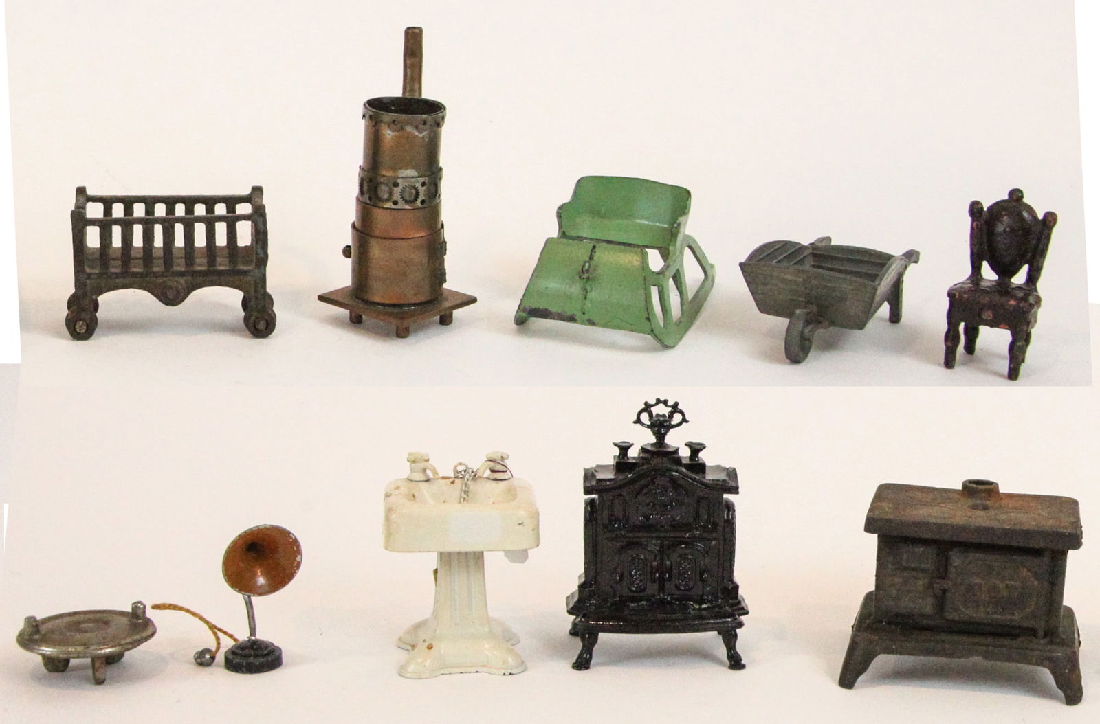 (10) PCS. IRON & SLUSH METAL, ETC. DOLL HOUSE MINIATURES (1 of 17)