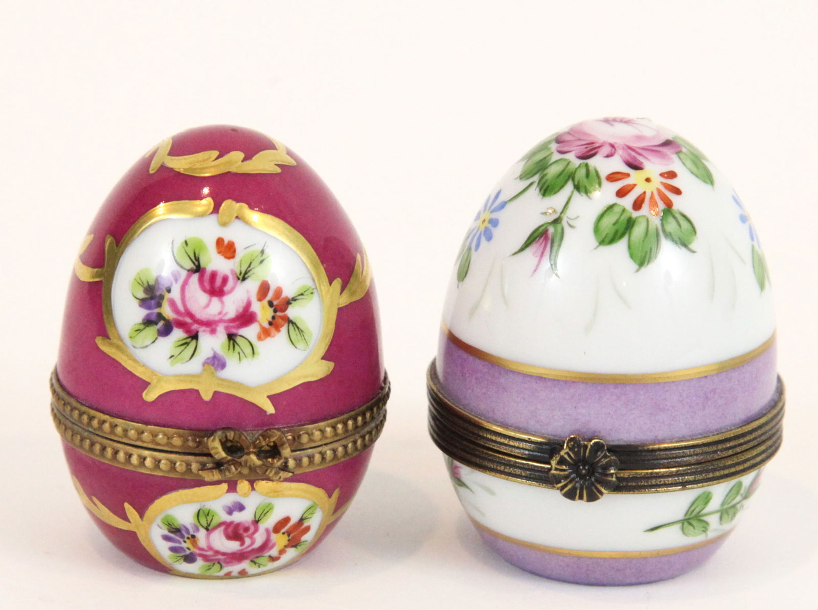 (2) LIMOGES EGG - SHAPED BOXES PORCELAIN (1 of 8)