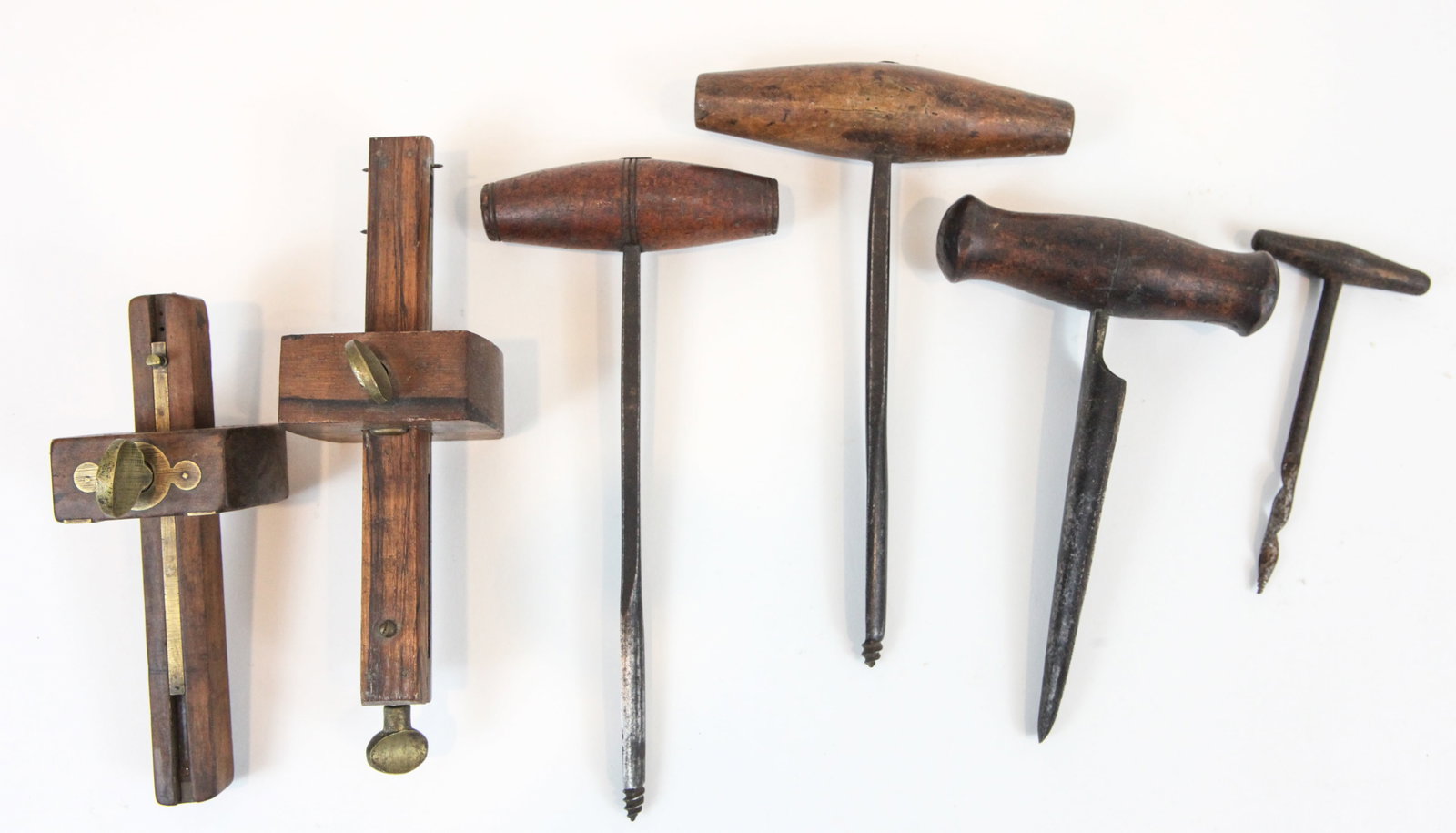 (6) PCS. ANTIQUE GIMLET HAND AUGERS & HAND SCRIBES (1 of 20)