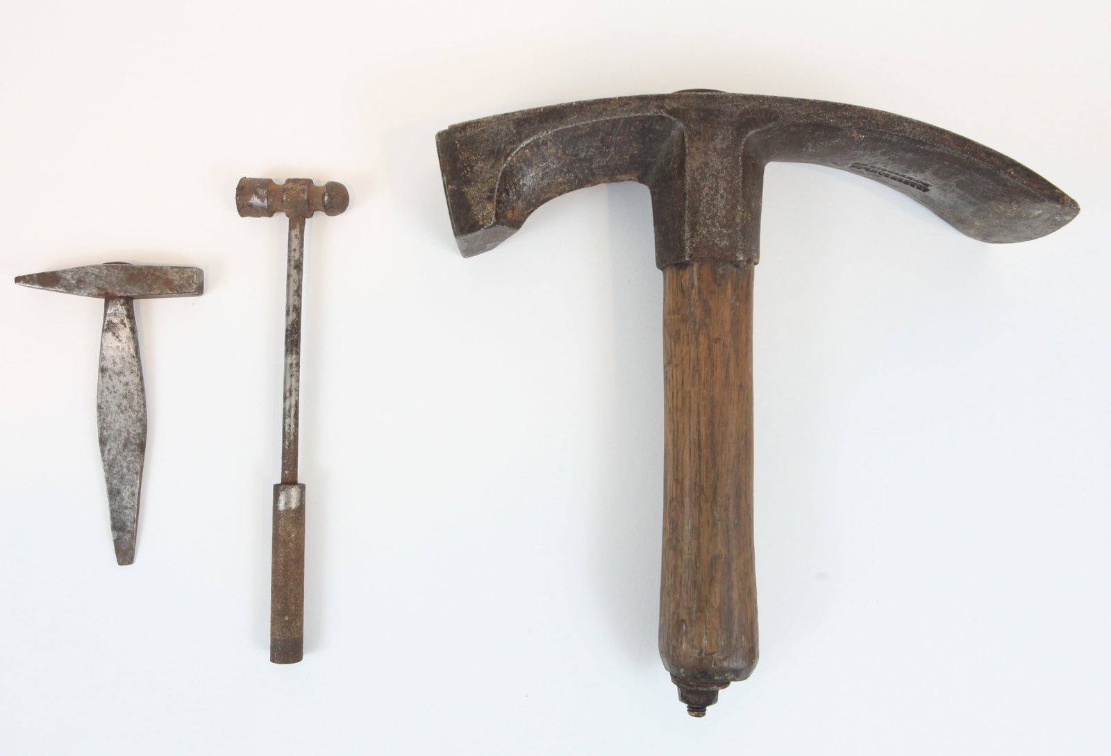 (3) ANTIQUE HAND TOOLS:  ADZ & HAMMERS (1 of 13)