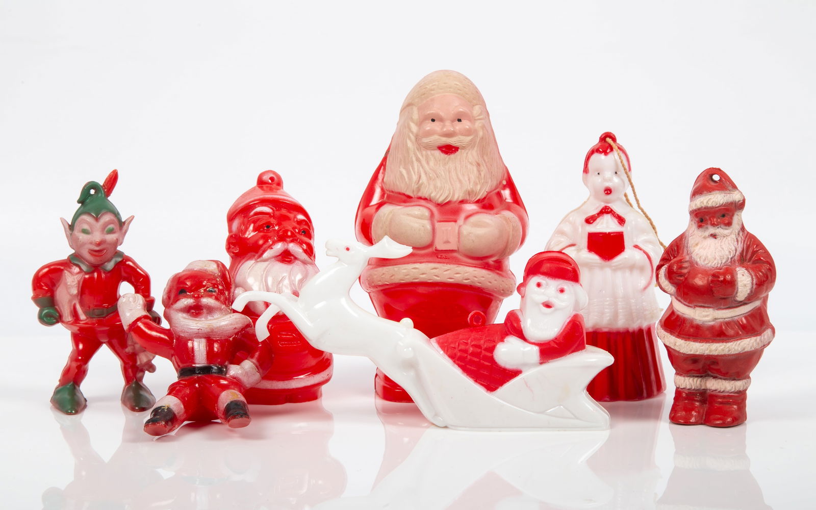ROSBRO / ROSEN VINTAGE PLASTIC SANTAS & CHRISTMAS ORNAMENTS (7) (1 of 4)