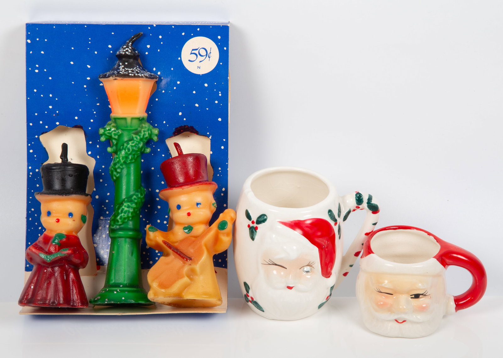 VINTAGE CANDLES & CERAMIC CHRISTMAS MUGS (1 of 4)