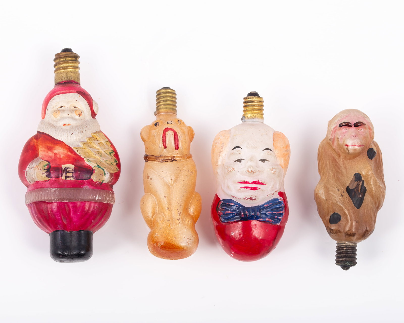 (4) EARLY FIGURAL CHRISTMAS LIGHT BULBS (1 of 12)