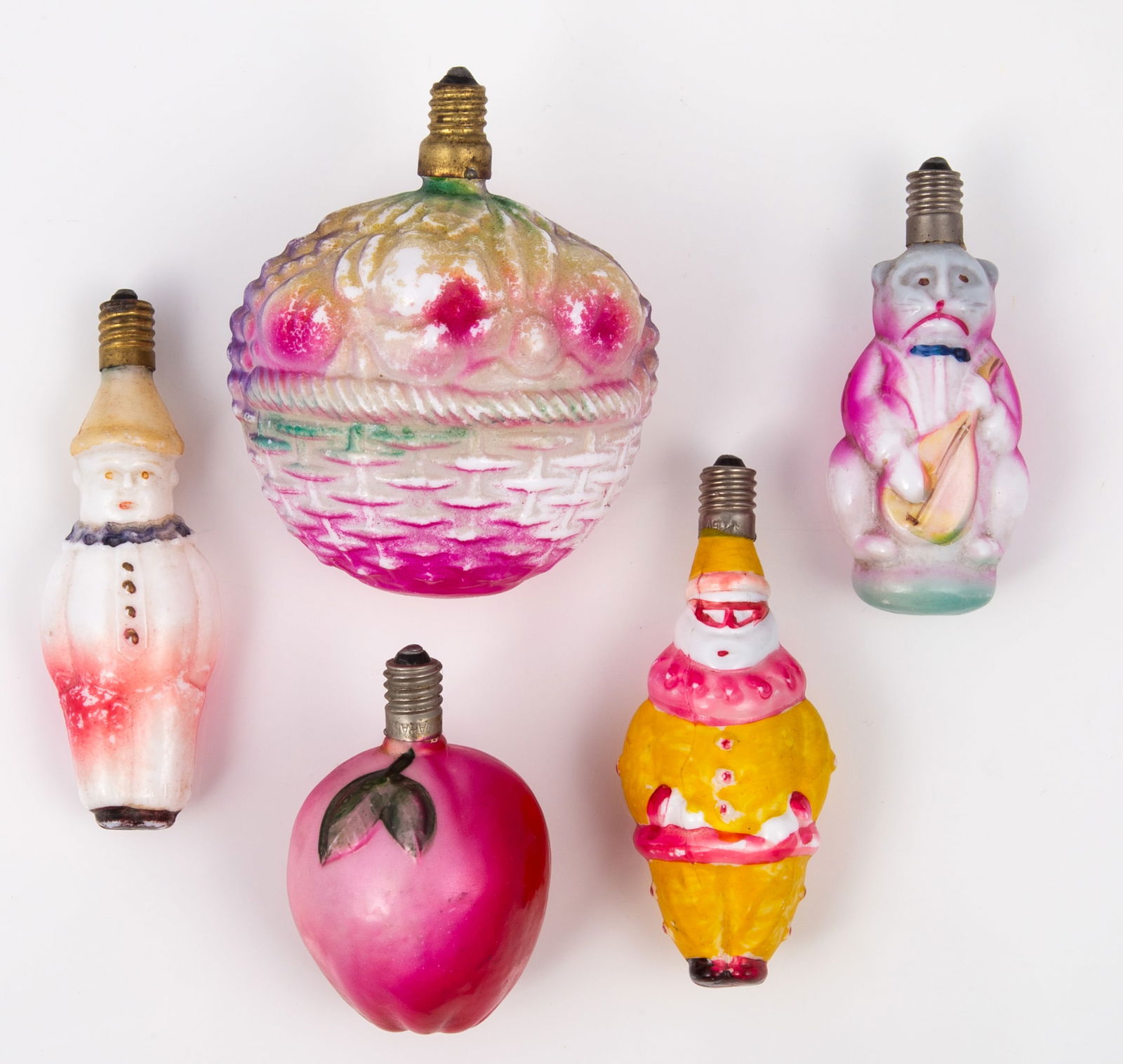 (5) FIGURAL MILK GLASS CHRISTMAS LIGHT BULBS (1 of 10)