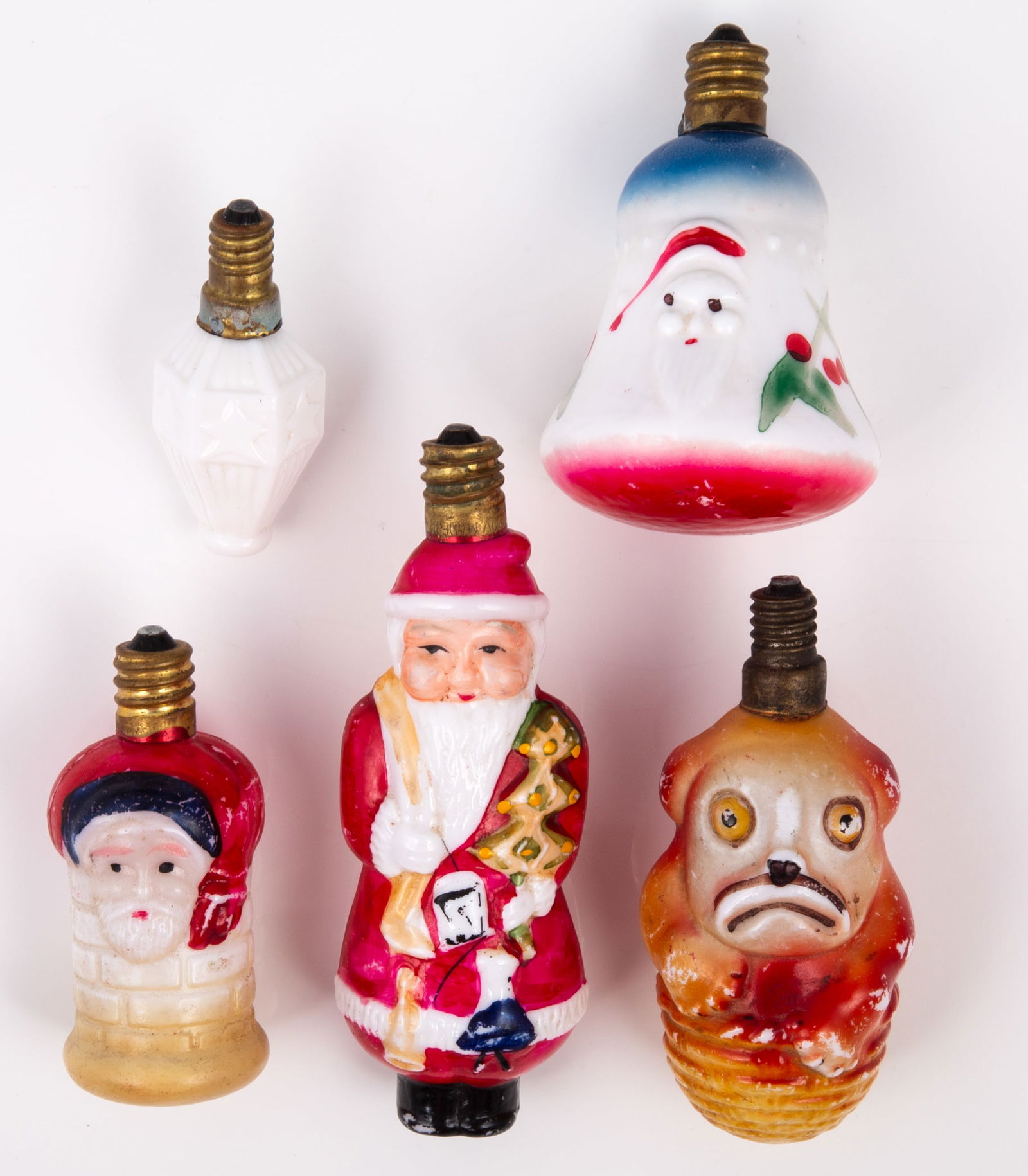 (5) FIGURAL MILK GLASS CHRISTMAS LIGHT BULBS (1 of 9)