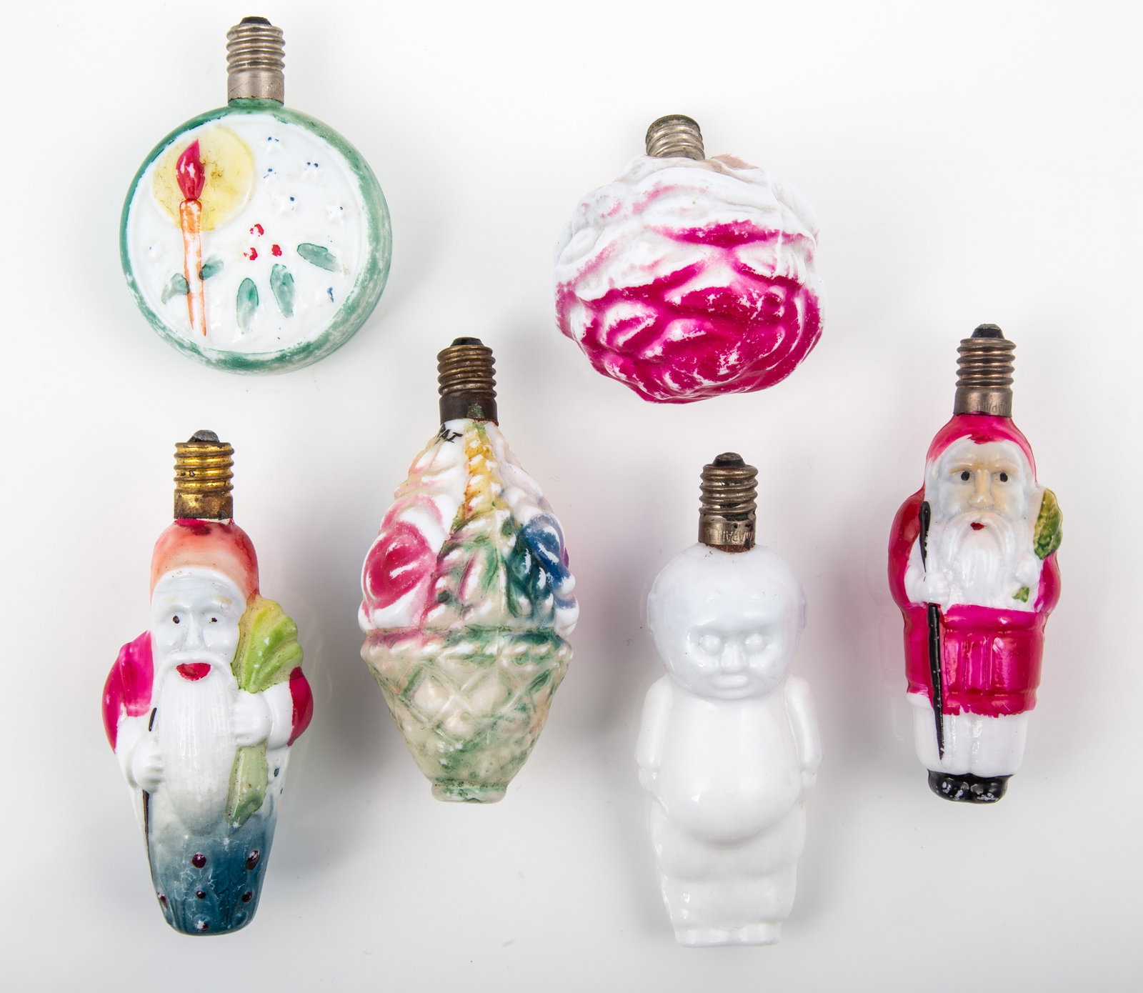 (6) MILK GLASS CHRISTMAS LIGHT BULBS (1 of 10)