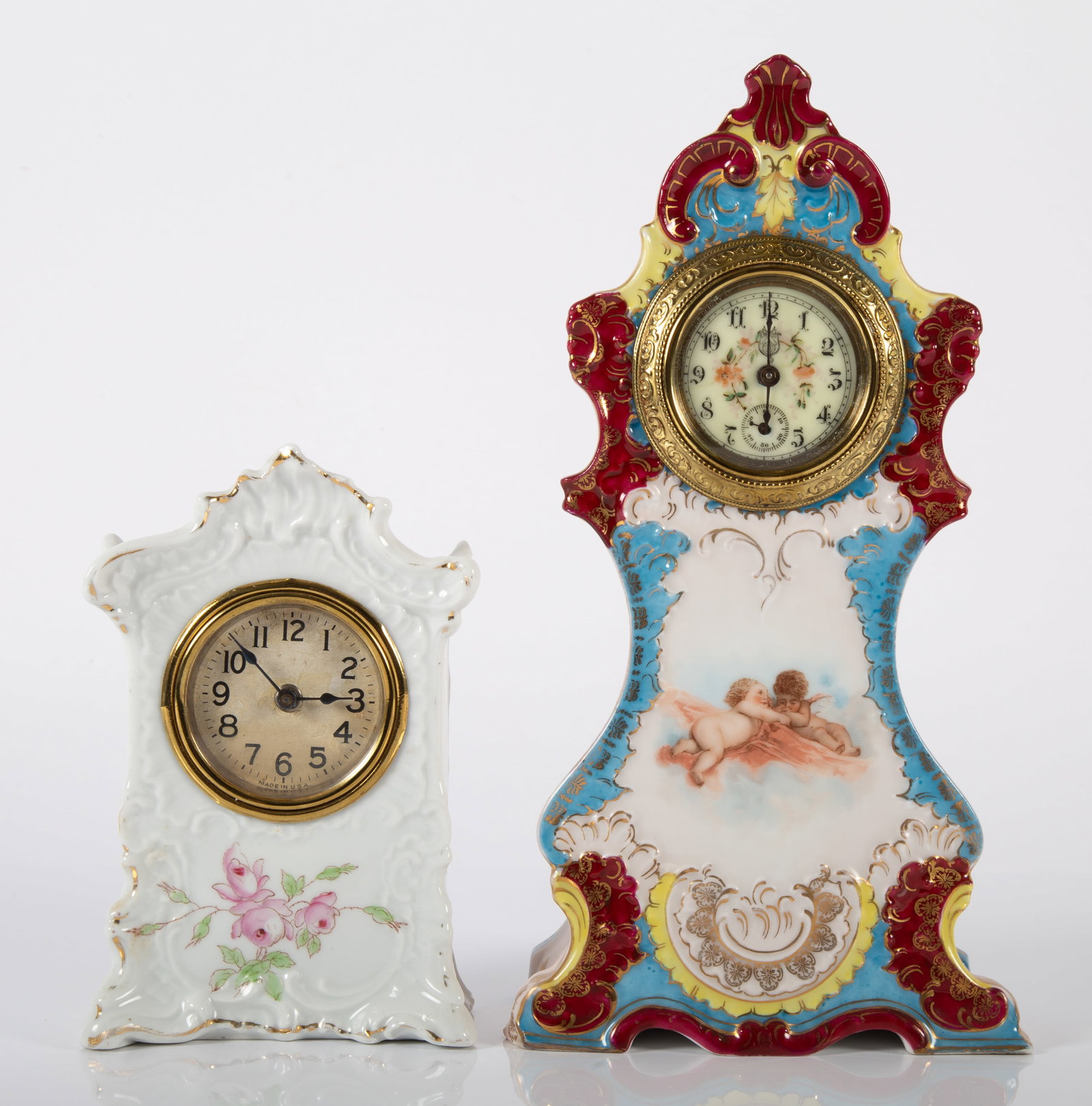 (2) PORCELAIN DESK CLOCKS (1 of 6)