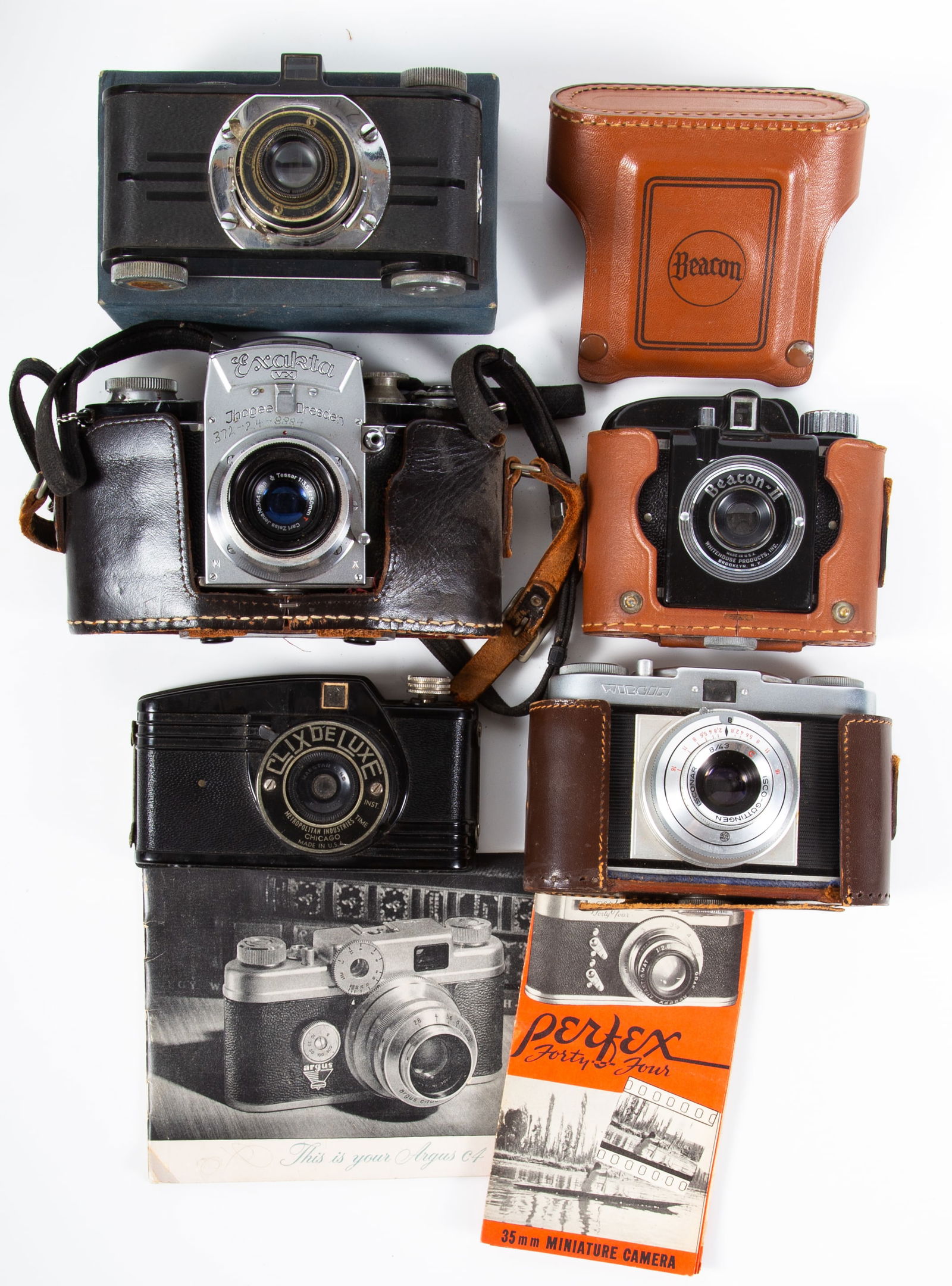 (5) VINTAGE CAMERAS: BEACON, EXAKTA, WIRGIN, ETC. (1 of 7)