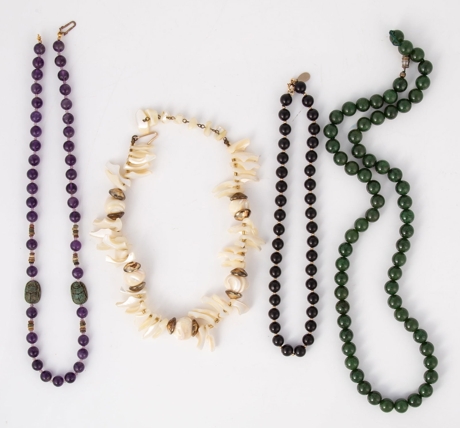 (4) NATURAL STONE & SHELL BEADED NECKLACES (1 of 10)