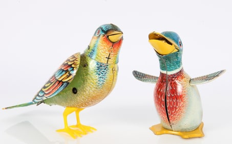 VINTAGE GERMAN WIND-UP BIRD TOYS