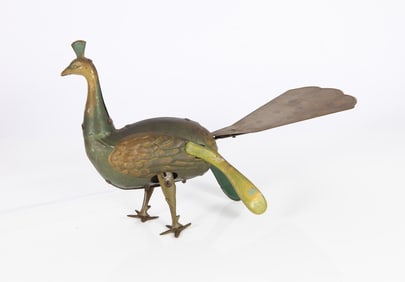 VINTAGE GERMAN TIN PEACOCK TOY