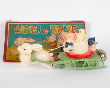 MM JAPAN "EASTER ON PARADE" CELLULOID WIND-UP with ORIGINAL BOX