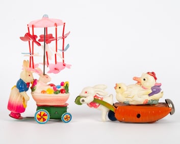 (2) EASTER THEME JAPAN CELLULOID WIND-UP TOYS