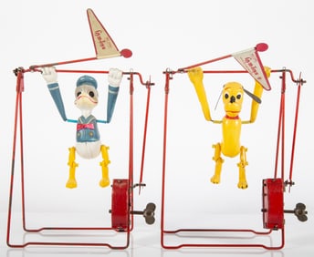 (2) WALT DISNEY CHARACTER LINEMAR GYM-TOYS- DONALD & PLUTO