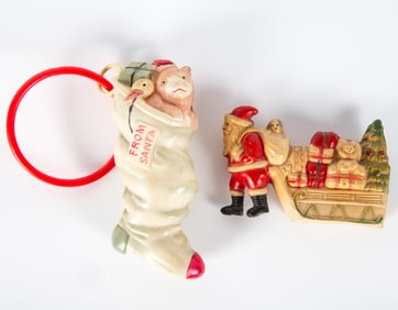 (2) CHRISTMAS CELLULOID FIGURES - USA & JAPAN