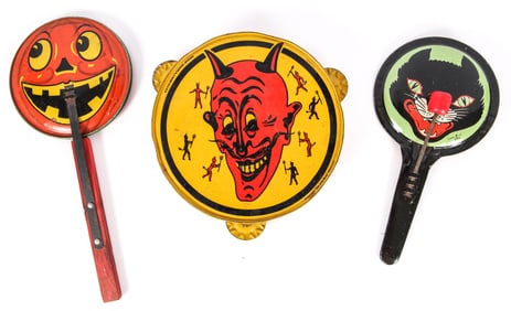(3) VINTAGE HALLOWEEN NOISEMAKERS