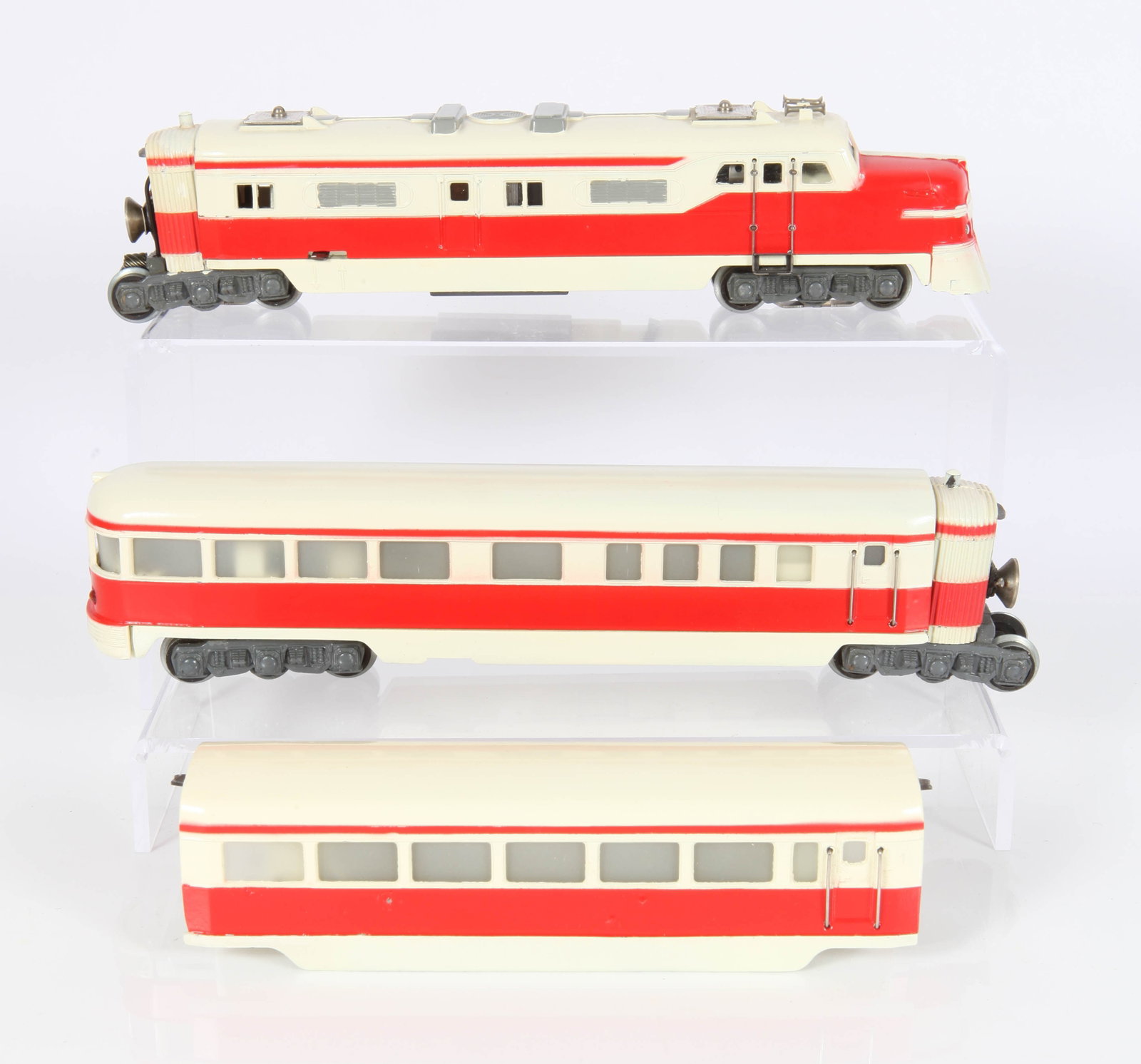 MARKLIN ST 800 EXPRESS TRAIN - HO, (3) PIECE: Painted die-cast; appears to be never used; L-23 1/2", EX-NM