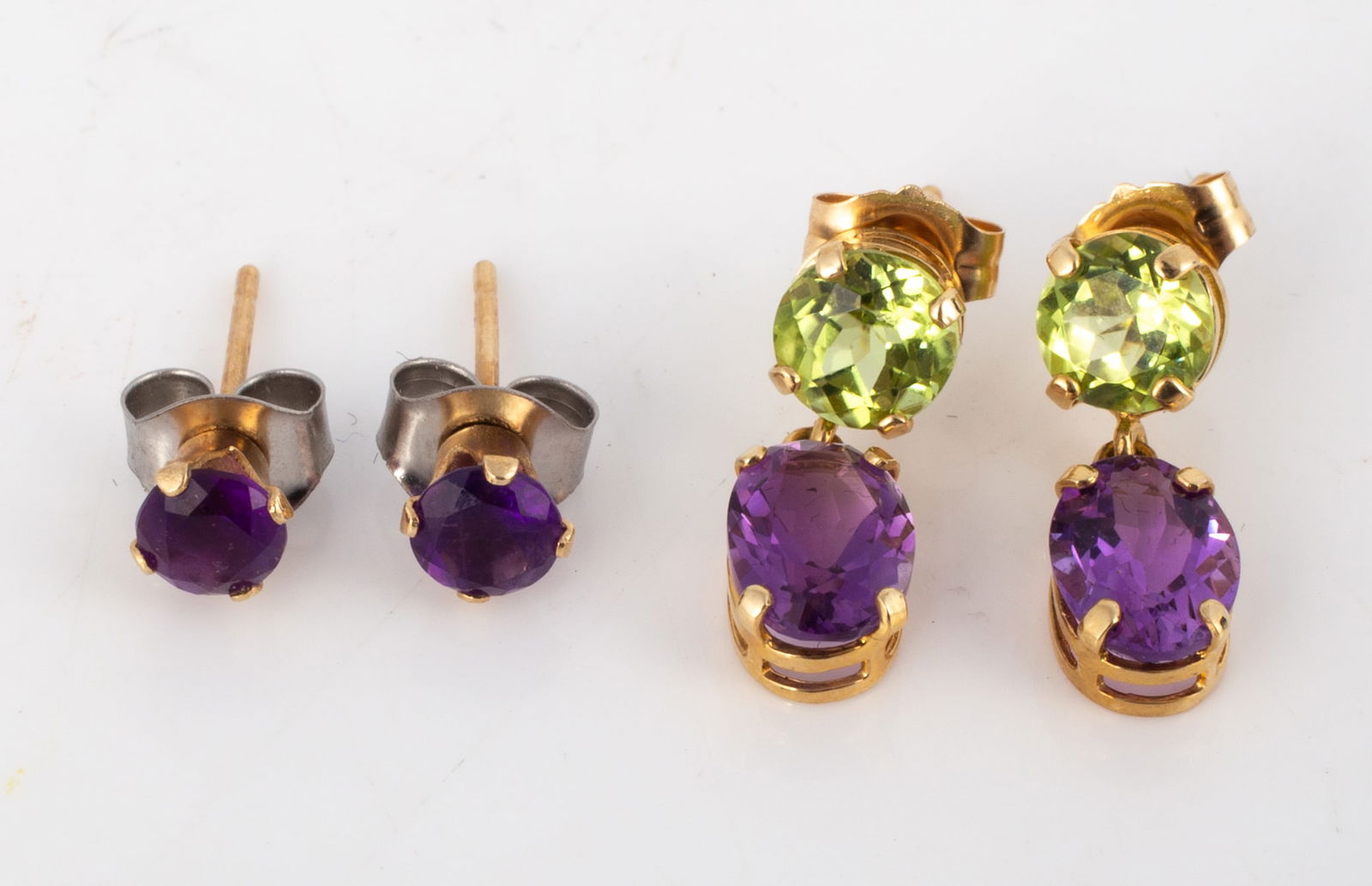 (2) PAIR 14K GEMSTONE EARRINGS (1 of 4)
