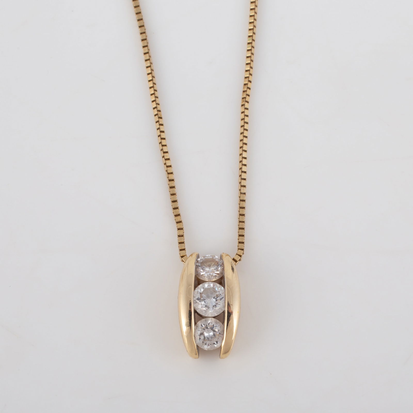 14K GOLD CHAIN with (3) DIAMOND PENDANT (1 of 5)