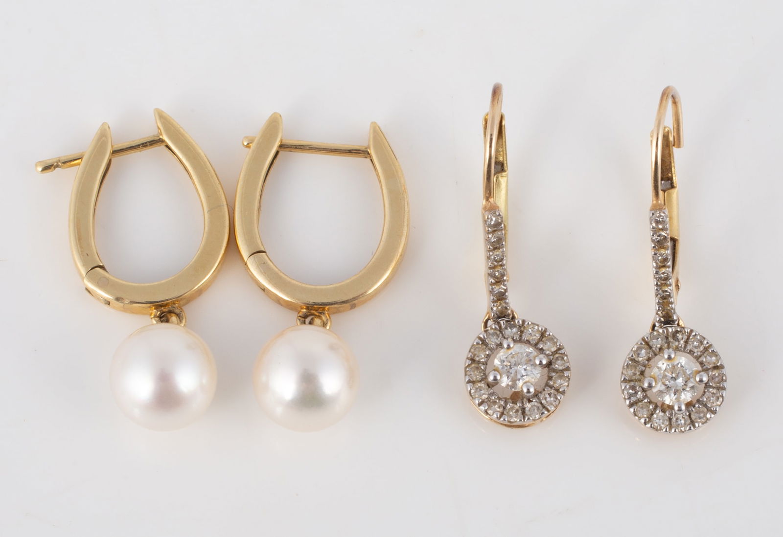 (2) PAIRS 14K GOLD DANGLE EARRINGS (1 of 3)