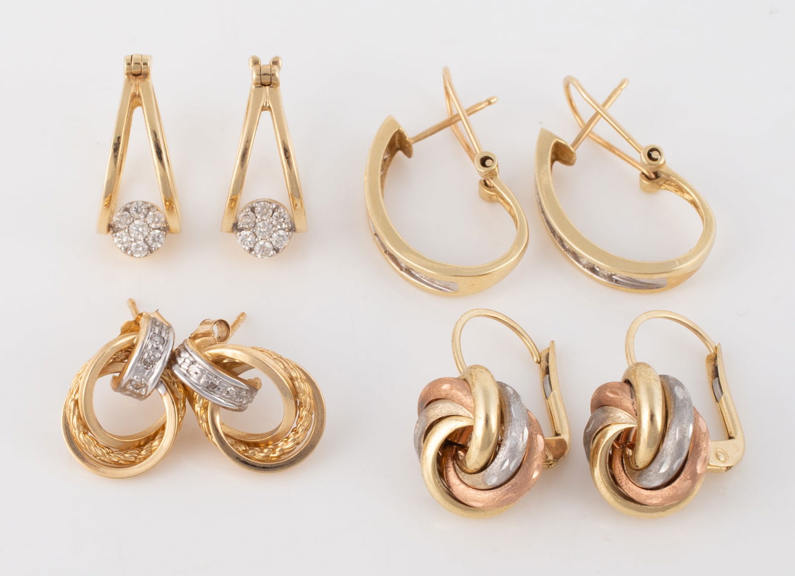 (4) PAIR 14K PIERCED EARRINGS (1 of 9)